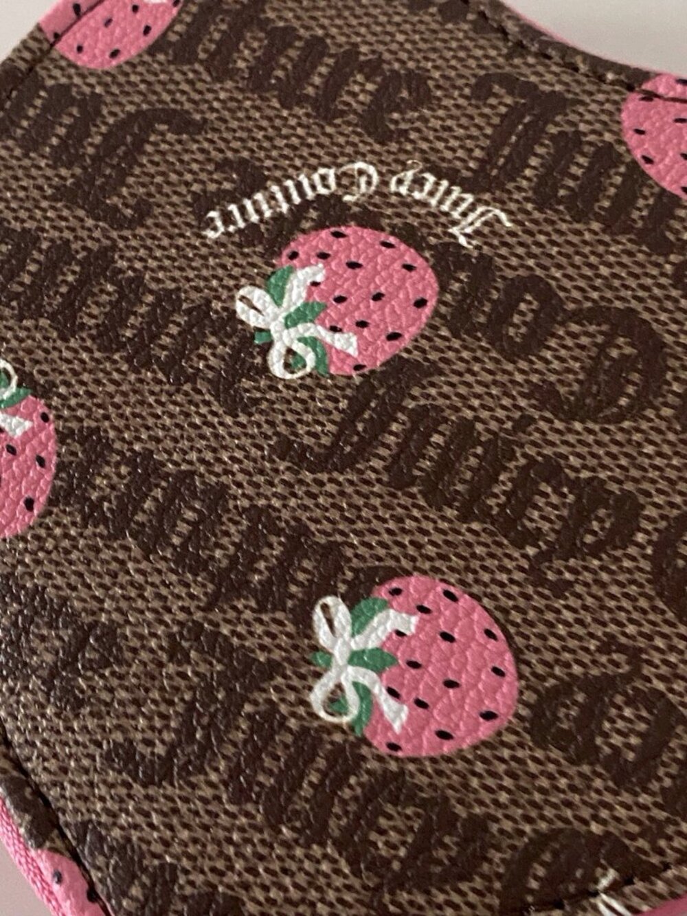 Juicy Couture Berry Sweet Coin Purse Wristlet Chestnut Chino Pink Lemonade NEW - Picture 7 of 10